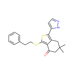 CC1(C)CC(=O)c2c(SCCc3ccccc3)sc(-c3ccn[nH]3)c2C1 ZINC000166481838