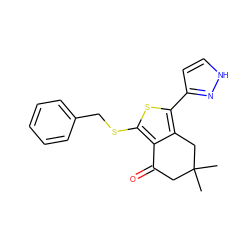 CC1(C)CC(=O)c2c(SCc3ccccc3)sc(-c3cc[nH]n3)c2C1 ZINC000079601195