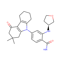 CC1(C)CC(=O)c2c3c(n(-c4ccc(C(N)=O)c(N[C@H]5CCOC5)c4)c2C1)CCCC3 ZINC000169308156