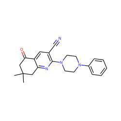 CC1(C)CC(=O)c2cc(C#N)c(N3CCN(c4ccccc4)CC3)nc2C1 ZINC000028967487