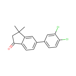 CC1(C)CC(=O)c2ccc(-c3ccc(Cl)c(Cl)c3)cc21 ZINC000045289259