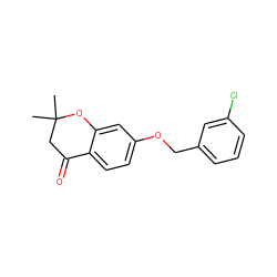 CC1(C)CC(=O)c2ccc(OCc3cccc(Cl)c3)cc2O1 ZINC000386026566