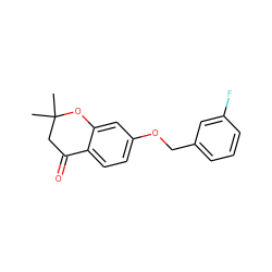 CC1(C)CC(=O)c2ccc(OCc3cccc(F)c3)cc2O1 ZINC000000084876