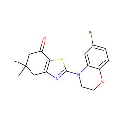 CC1(C)CC(=O)c2sc(N3CCOc4ccc(Br)cc43)nc2C1 ZINC000040891595