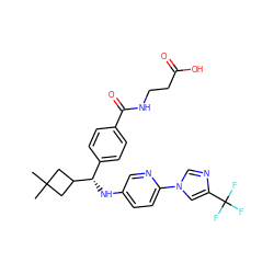 CC1(C)CC([C@@H](Nc2ccc(-n3cnc(C(F)(F)F)c3)nc2)c2ccc(C(=O)NCCC(=O)O)cc2)C1 ZINC000096170591