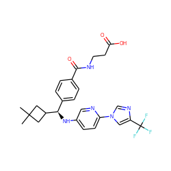 CC1(C)CC([C@H](Nc2ccc(-n3cnc(C(F)(F)F)c3)nc2)c2ccc(C(=O)NCCC(=O)O)cc2)C1 ZINC000096170590