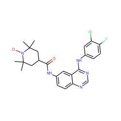 CC1(C)CC(C(=O)Nc2ccc3ncnc(Nc4ccc(F)c(Cl)c4)c3c2)CC(C)(C)N1[O] ZINC000101468762