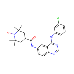 CC1(C)CC(C(=O)Nc2ccc3ncnc(Nc4cccc(Cl)c4)c3c2)CC(C)(C)N1[O] ZINC000101468756