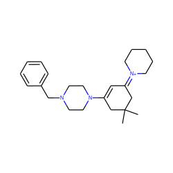 CC1(C)CC(N2CCN(Cc3ccccc3)CC2)=CC(=[N+]2CCCCC2)C1 ZINC000023230324