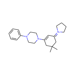 CC1(C)CC(N2CCN(c3ccccc3)CC2)=CC(=[N+]2CCCC2)C1 ZINC000025326547