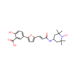 CC1(C)CC(NC(=O)/C=C/c2ccc(-c3ccc(O)c(C(=O)O)c3)o2)CC(C)(C)N1[O] ZINC000101084255