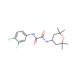 CC1(C)CC(NC(=O)C(=O)Nc2ccc(Cl)c(F)c2)CC(C)(C)O1 ZINC000052912461