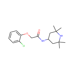 CC1(C)CC(NC(=O)COc2ccccc2Cl)CC(C)(C)N1 ZINC000000186303