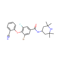 CC1(C)CC(NC(=O)c2cc(F)c(Oc3ccccc3C#N)c(Br)c2)CC(C)(C)N1 ZINC000169341995