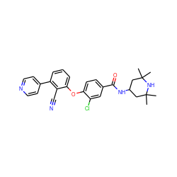 CC1(C)CC(NC(=O)c2ccc(Oc3cccc(-c4ccncc4)c3C#N)c(Cl)c2)CC(C)(C)N1 ZINC000146097544