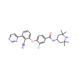 CC1(C)CC(NC(=O)c2ccc(Oc3cccc(-c4ccncn4)c3C#N)c(Cl)c2)CC(C)(C)N1 ZINC000169341999