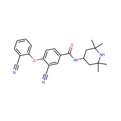 CC1(C)CC(NC(=O)c2ccc(Oc3ccccc3C#N)c(C#N)c2)CC(C)(C)N1 ZINC000145934490