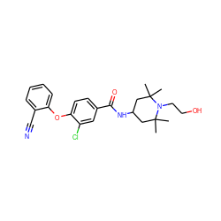 CC1(C)CC(NC(=O)c2ccc(Oc3ccccc3C#N)c(Cl)c2)CC(C)(C)N1CCO ZINC000169342002