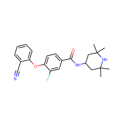 CC1(C)CC(NC(=O)c2ccc(Oc3ccccc3C#N)c(F)c2)CC(C)(C)N1 ZINC000169341296