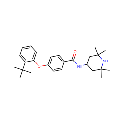 CC1(C)CC(NC(=O)c2ccc(Oc3ccccc3C(C)(C)C)cc2)CC(C)(C)N1 ZINC000145953034