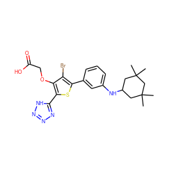 CC1(C)CC(Nc2cccc(-c3sc(-c4nnn[nH]4)c(OCC(=O)O)c3Br)c2)CC(C)(C)C1 ZINC000028887027