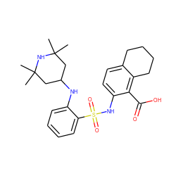 CC1(C)CC(Nc2ccccc2S(=O)(=O)Nc2ccc3c(c2C(=O)O)CCCC3)CC(C)(C)N1 ZINC000064403855