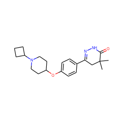 CC1(C)CC(c2ccc(OC3CCN(C4CCC4)CC3)cc2)=NNC1=O ZINC000073390361