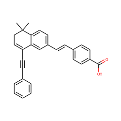 CC1(C)CC=C(C#Cc2ccccc2)c2cc(/C=C/c3ccc(C(=O)O)cc3)ccc21 ZINC000034023910