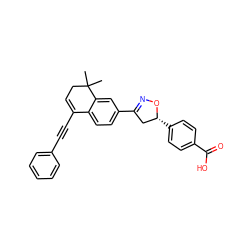 CC1(C)CC=C(C#Cc2ccccc2)c2ccc(C3=NO[C@H](c4ccc(C(=O)O)cc4)C3)cc21 ZINC000071296159