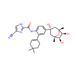 CC1(C)CC=C(c2cc([C@]3(O)C[C@]4(C)O[C@](C)(C3)[C@@H](O)[C@H]4O)ccc2NC(=O)c2nc(C#N)c[nH]2)CC1 ZINC000100619458