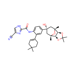 CC1(C)CC=C(c2cc([C@]3(O)C[C@]4(C)O[C@](C)(C3)[C@H]3OC(C)(C)O[C@H]34)ccc2NC(=O)c2nc(C#N)c[nH]2)CC1 ZINC000100619454