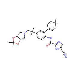 CC1(C)CC=C(c2cc(C(C)(C)CN3C[C@@H]4OC(C)(C)O[C@@H]4C3)ccc2NC(=O)c2ncc(C#N)[nH]2)CC1 ZINC000169701090