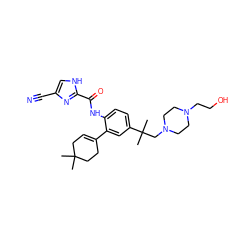 CC1(C)CC=C(c2cc(C(C)(C)CN3CCN(CCO)CC3)ccc2NC(=O)c2nc(C#N)c[nH]2)CC1 ZINC000103281326