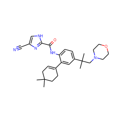 CC1(C)CC=C(c2cc(C(C)(C)CN3CCOCC3)ccc2NC(=O)c2nc(C#N)c[nH]2)CC1 ZINC000103281309