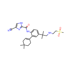 CC1(C)CC=C(c2cc(C(C)(C)CNCCS(C)(=O)=O)ccc2NC(=O)c2nc(C#N)c[nH]2)CC1 ZINC000103281324