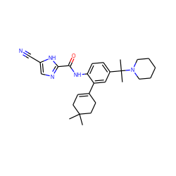 CC1(C)CC=C(c2cc(C(C)(C)N3CCCCC3)ccc2NC(=O)c2ncc(C#N)[nH]2)CC1 ZINC000169701095