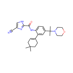 CC1(C)CC=C(c2cc(C(C)(C)N3CCOCC3)ccc2NC(=O)c2nc(C#N)c[nH]2)CC1 ZINC000098052875