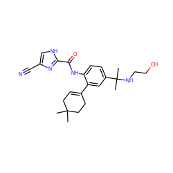 CC1(C)CC=C(c2cc(C(C)(C)NCCO)ccc2NC(=O)c2nc(C#N)c[nH]2)CC1 ZINC000103290023