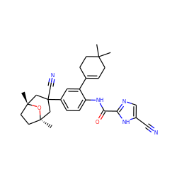 CC1(C)CC=C(c2cc(C3(C#N)C[C@@]4(C)CC[C@](C)(C3)O4)ccc2NC(=O)c2ncc(C#N)[nH]2)CC1 ZINC000205460440