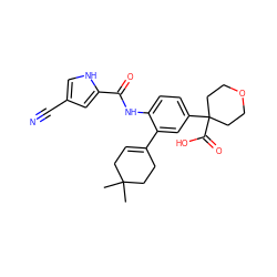 CC1(C)CC=C(c2cc(C3(C(=O)O)CCOCC3)ccc2NC(=O)c2cc(C#N)c[nH]2)CC1 ZINC000145084292