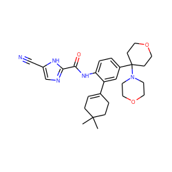 CC1(C)CC=C(c2cc(C3(N4CCOCC4)CCOCC3)ccc2NC(=O)c2ncc(C#N)[nH]2)CC1 ZINC000146862879