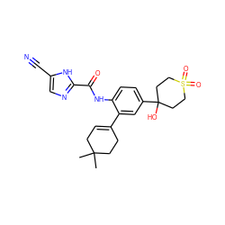 CC1(C)CC=C(c2cc(C3(O)CCS(=O)(=O)CC3)ccc2NC(=O)c2ncc(C#N)[nH]2)CC1 ZINC000146868521