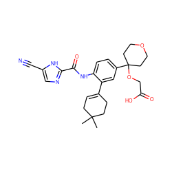 CC1(C)CC=C(c2cc(C3(OCC(=O)O)CCOCC3)ccc2NC(=O)c2ncc(C#N)[nH]2)CC1 ZINC000145442751