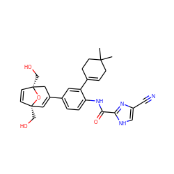 CC1(C)CC=C(c2cc(C3=C[C@@]4(CO)C=C[C@@](CO)(C3)O4)ccc2NC(=O)c2nc(C#N)c[nH]2)CC1 ZINC000096168468