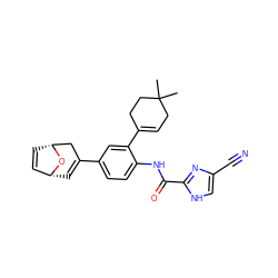 CC1(C)CC=C(c2cc(C3=C[C@@H]4C=C[C@H](C3)O4)ccc2NC(=O)c2nc(C#N)c[nH]2)CC1 ZINC000096168489