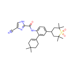 CC1(C)CC=C(c2cc(C3CC(C)(C)S(=O)(=O)C(C)(C)C3)ccc2NC(=O)c2nc(C#N)c[nH]2)CC1 ZINC000096168488