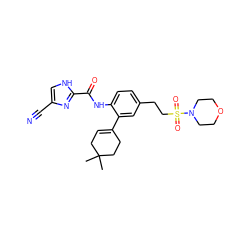 CC1(C)CC=C(c2cc(CCS(=O)(=O)N3CCOCC3)ccc2NC(=O)c2nc(C#N)c[nH]2)CC1 ZINC000103290009