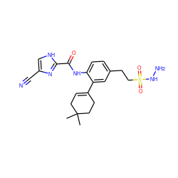 CC1(C)CC=C(c2cc(CCS(=O)(=O)NN)ccc2NC(=O)c2nc(C#N)c[nH]2)CC1 ZINC000103287083