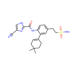 CC1(C)CC=C(c2cc(CCS(N)(=O)=O)ccc2NC(=O)c2nc(C#N)c[nH]2)CC1 ZINC000103285615