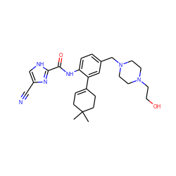 CC1(C)CC=C(c2cc(CN3CCN(CCO)CC3)ccc2NC(=O)c2nc(C#N)c[nH]2)CC1 ZINC000103281347